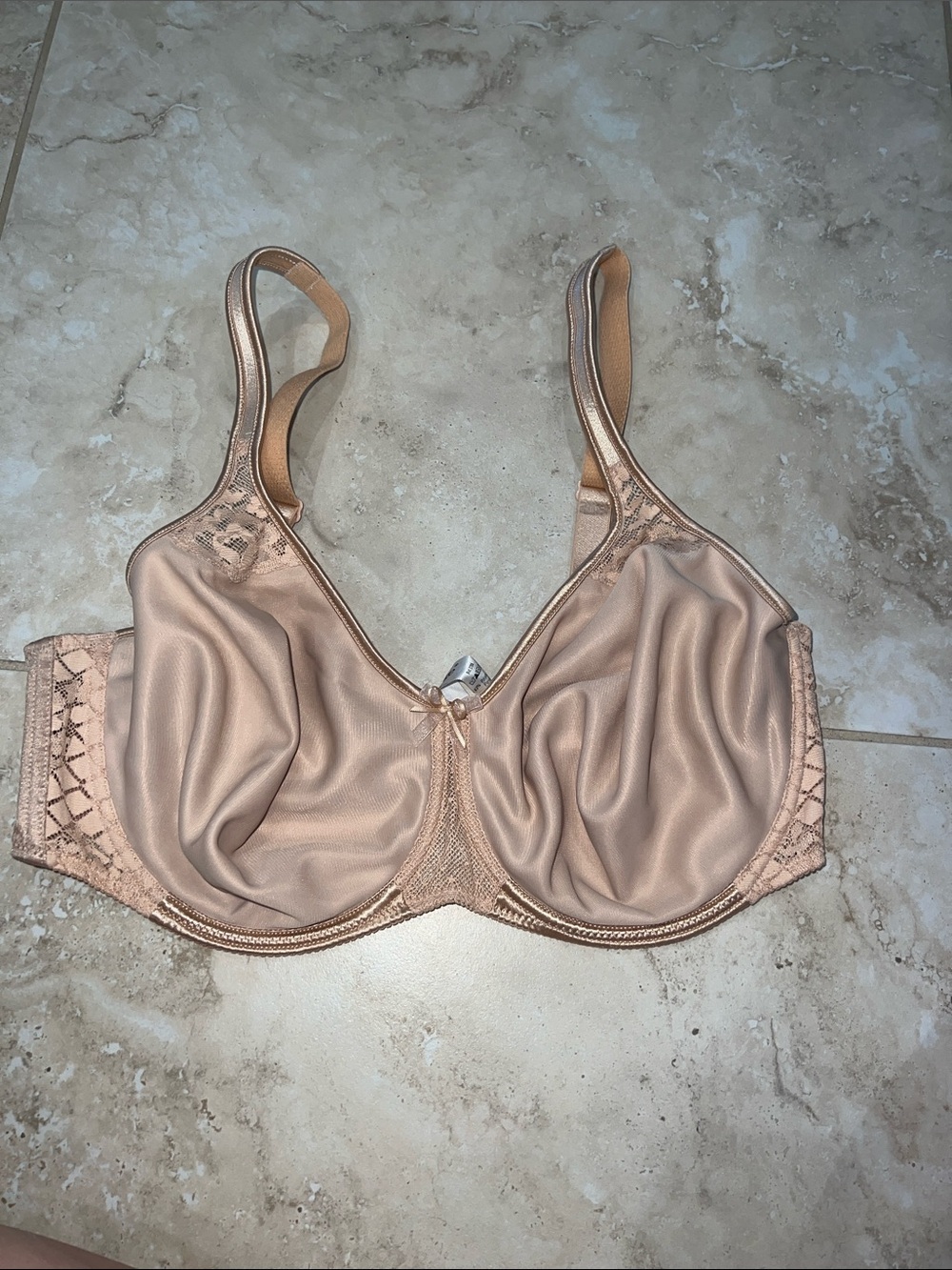 Nude Full Coverage Empreinte Underwire Bra with Lace Side Panels, size 36E